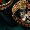 Retro Style Golden Iron Delicate Glass Mirror Base Tray Desktop Jewelry Cosmetic Storage  Bedroom Dessert