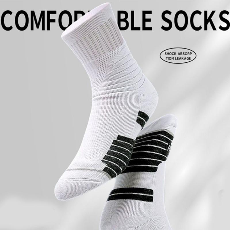 Natural Cotton High Tube Sports Socks Reinforced Heel Toe Antis Odor Daily Workout Basics