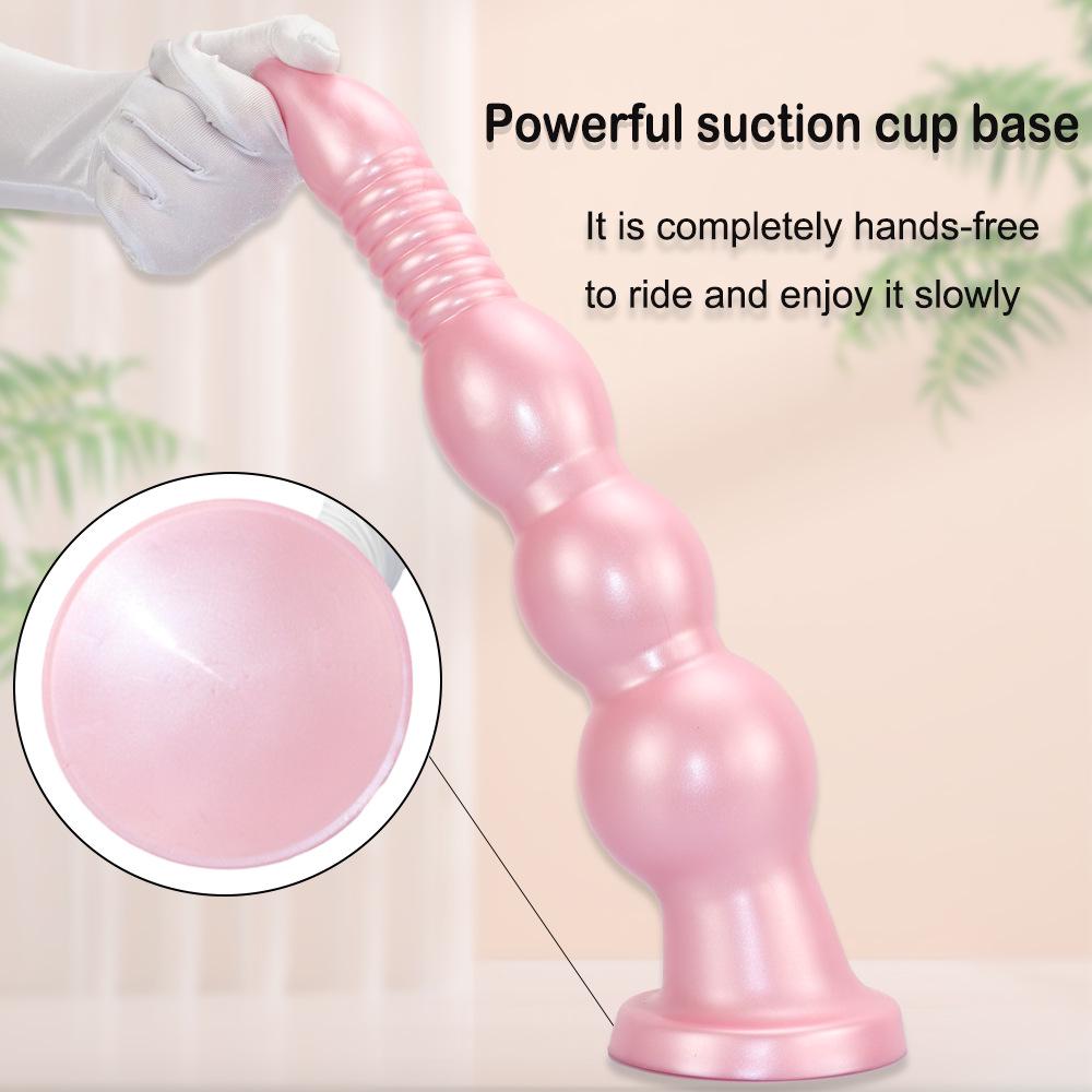 Silicone Threaded Ultra-Long Thick Anal Plug and Dilator for Women - Wearable Fake Penis Sex Toy
