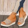 Modische Mix-Farbe Gewebte Sandalen Damen 2026 Sommer Keilabsatz Böhmische Sandalen Damen Leichte Plateau-Sandalen Große Größen 36-43
