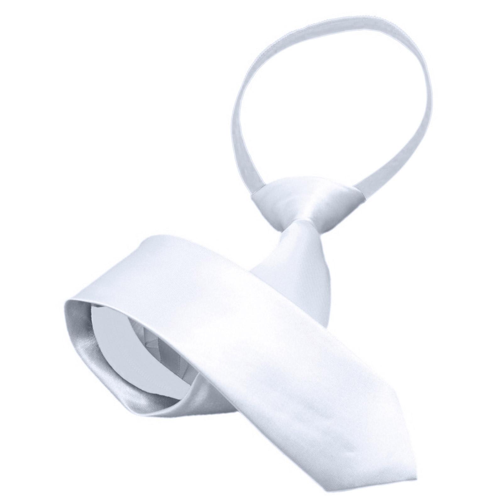 

Классический белый галстук на молнии для рубашки, модный аксессуар, предварительно завязанный белый шелковый галстук для свадьбы и официальной вечеринки D