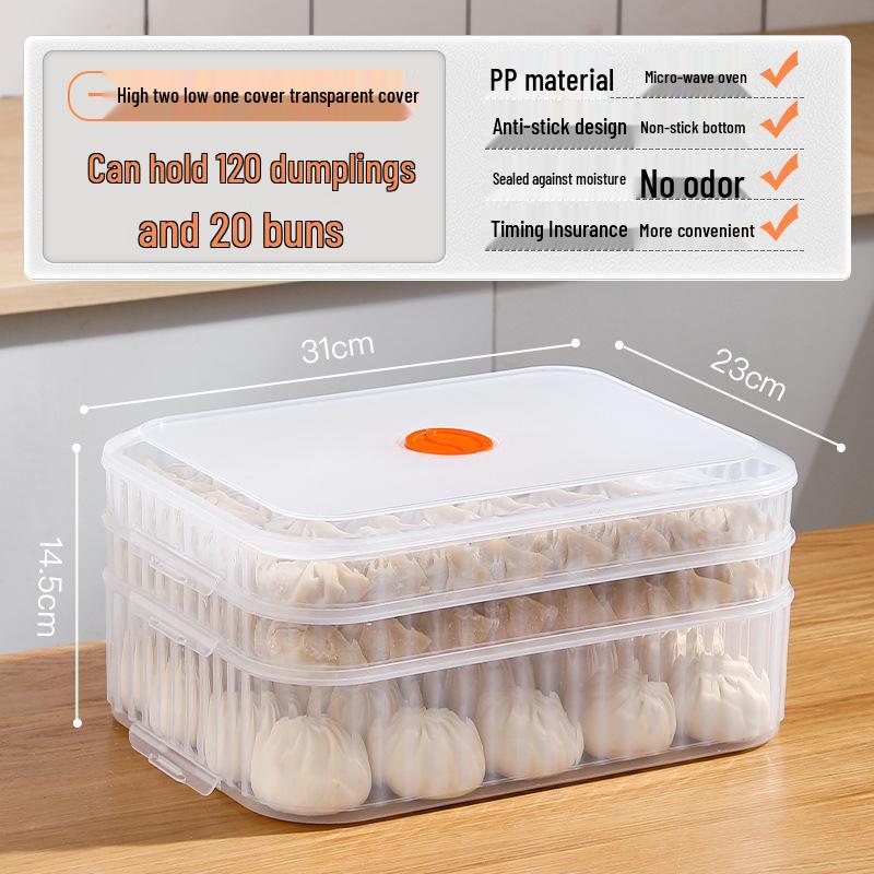 Dumpling & Wonton Freezer Storage Box for Fresh-Keeping and Quick-Freezing Noodles