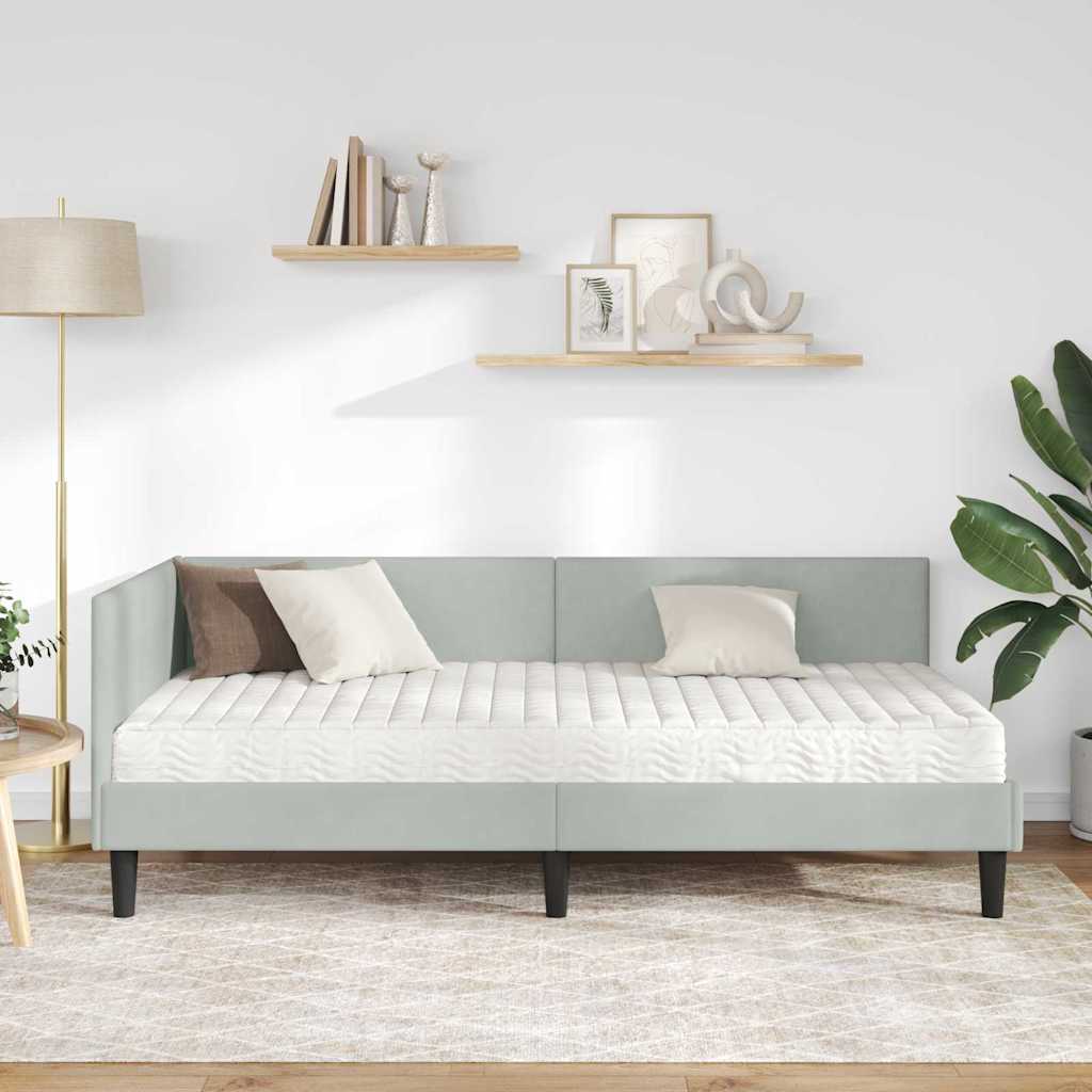 Corner Bed Frame with Mattress Other 2 pcs Light Grey Velvet
