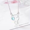 Fashion Cat Necklace Female Tide Simple Design Sense of Hundred Niche Blue Short Collarbone Chain Necklace Popular Jewelry Gift for Girlfriend