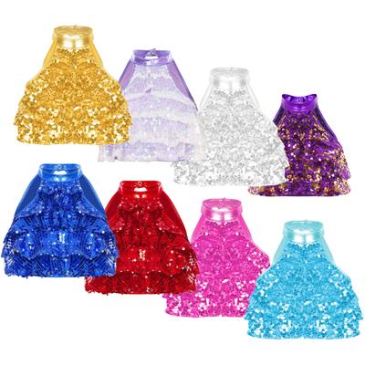 Crop Top Brillante de Lentejuelas con Diseño de Volantes Espalda Descubierta Sin Mangas Cuello Alto para Competición de Baile