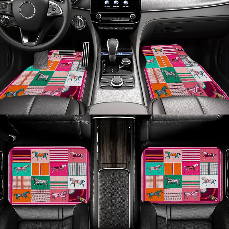 Horse Art Pattern Black Car Floor Mats Full Coverage All-Season Car Mats, XPE Non-Slip And Wear-Resistant Mats Suitable for SUV Interiors, Textured Ca
