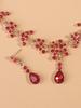3 Pieces of Women's Fashion Trend Claw Chain Series Red Water Drop Earrings with Necklace Jewelry Set, Banquet and Party Accesso