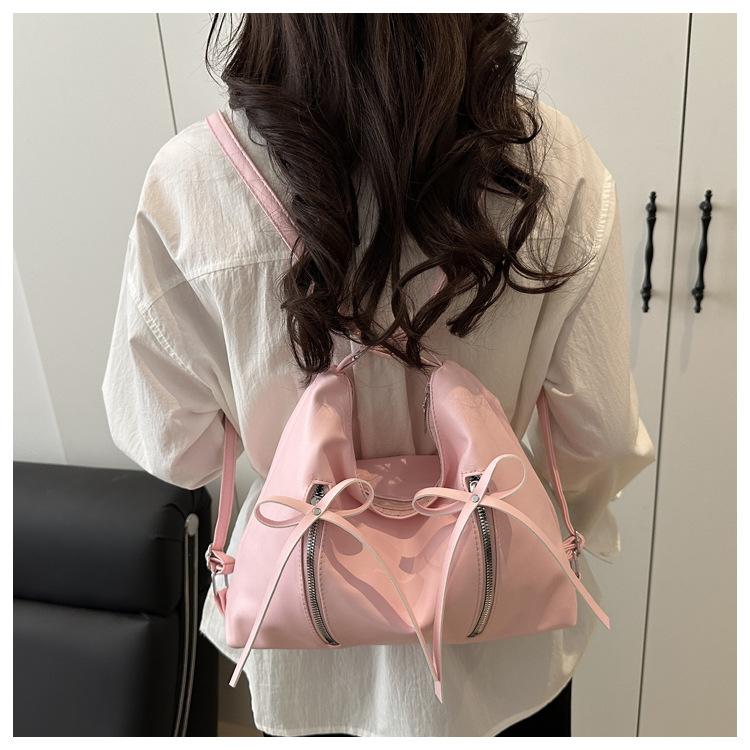 Bow Knot Faux Leather Tote Bag for Women Large Capacity Shoulder Backpack