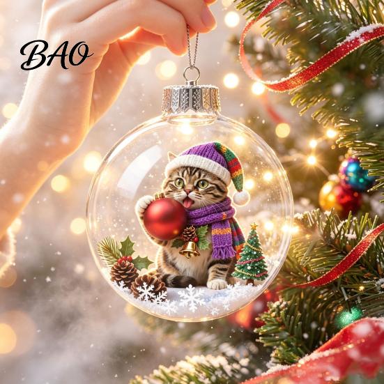 Palline con Scena Invernale 3D, Ornamento Luminoso della Storia di Natale, Luce?Ornamento Sfera da Appendere con Animali Mini Up con Luce LED Calda Festiva per Decorazione Interna, Carino