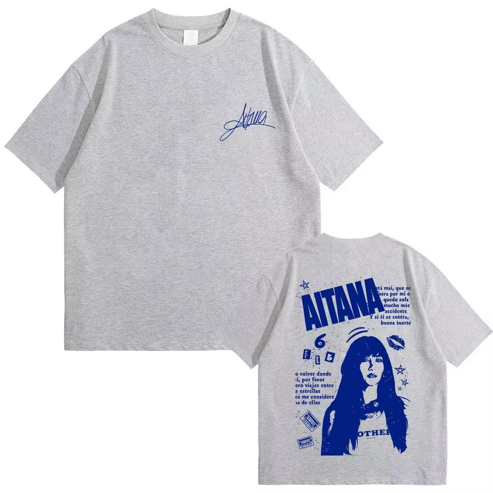 Singer Aitanas Portrait Tshirt Fan Gift CUARTO AZUL World Tour Merchandise Tshirt All Seasons Couple Streetwear Tops
