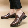 Retro Penny Loafers New Men's Pointed Patchwork Leather Brogues Shoes Designer Formal Wedding Prom Dress Homecoming Footwear