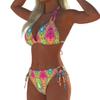 2026 New European and American Printed Bikini Split Swimsuit Women's Thin Lace-up Beach Fashion Swimsuit Suit