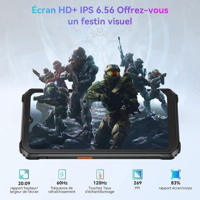 Blackview BV6200 Pro Smartphone Robuste 12Go + 128Go 13000mAh 6.56'' Android 13 13MP Enceinte Smart-K Box Double SIM 4G GPS - Noir