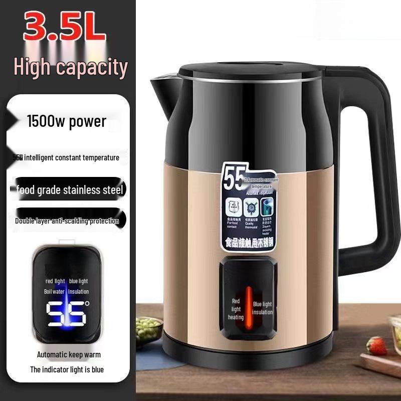 Stainless Steel Fast Boil Kettle with Thick Insulation, Large Capacity, Auto Power Off, and Constant Temperature for Dorms