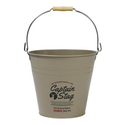 Captain Stag Outdoor Bucket CS Tin Bucket 10L with Wooden Handle, Khaki, UM-1621