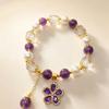 Amethyst Retro Tulip Pendant Bracelet - Natural Crystal Friendship Jewelry