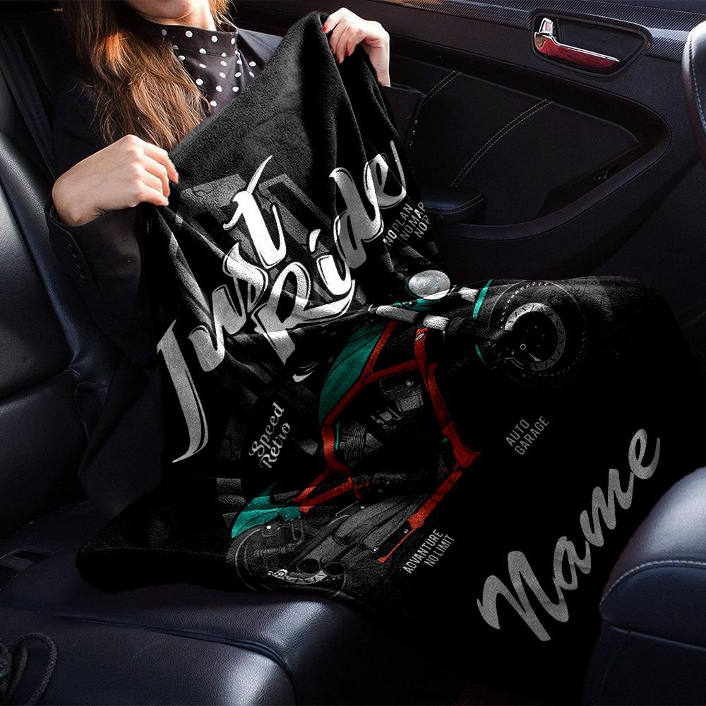 Coperta stampata a tema moto da fuoristrada con nome personalizzato - Perfetta per divano, letto, viaggi e uso all'aperto | Lavabile in lavatrice, accogliente e resistente.