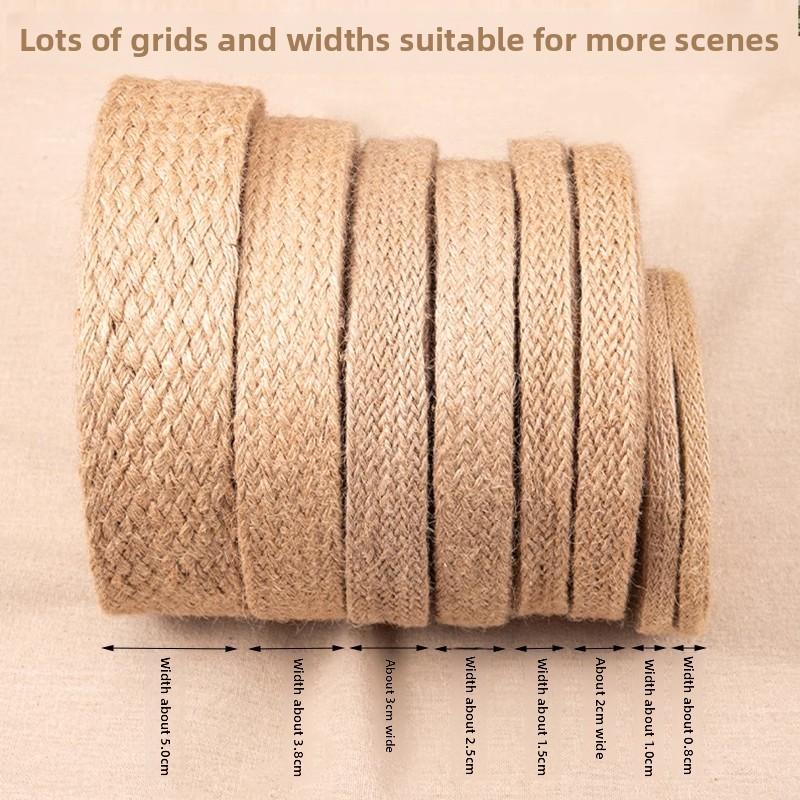 10M Nature Jute Braided Ribbon Flat Burlap Twine Hemp Cords DIY Crafts Wedding Party Decoration Sewing Vintage Ribbon Rope Craft