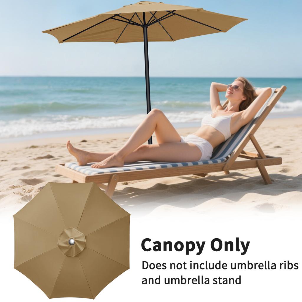 Waterproof Replacement Umbrella Cloth 2/3M Patio Parasol Cover UV-Anti Canopy Cover Replacement Parasol Cover for Balcony Garden