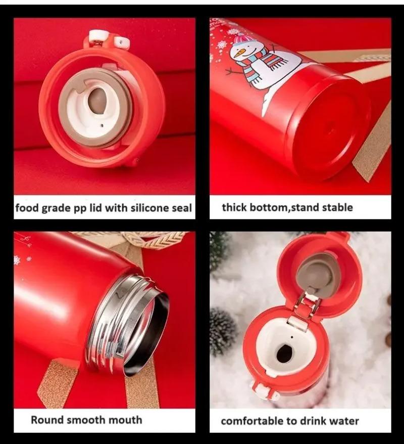 Christmas Thermos Cup Cartoon Christmas Tree Stainless Steel Insulated Mug Outdoor Travel Coffee Cup Christmas Childrens Gift