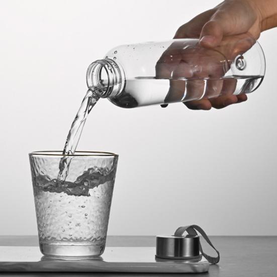 Plastic Water Bottle Leak Proof Portable Transparent Water Cup with Sealing Lid And Strap Water Container for Hot Cold Drinks Outdoor Office Travel