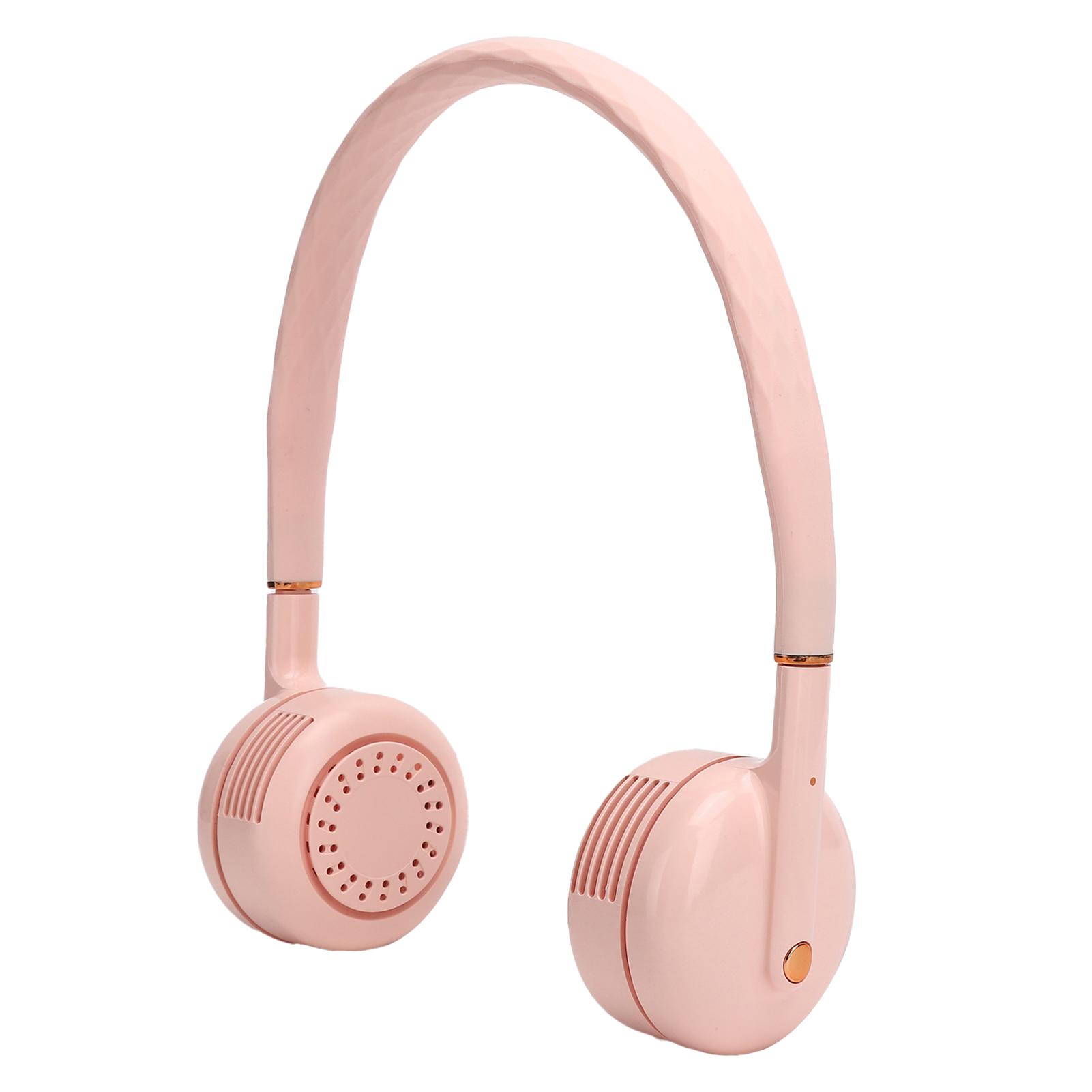 

USB-перезаряжаемый вентилятор для шеи, носимый, регулируемый, для путешествий, электрический охлаждающий вентилятор, розовый