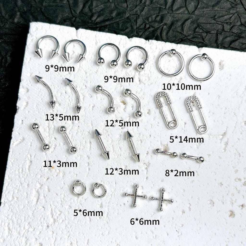 Legierung Gebogener Stab Augenbrauenstecker Außengewinde Doppelseitig Vergoldet Spitzkegel Punk Style Nagelkunst Zubehör DIY Nagel Süß Cool Dekoration DIY