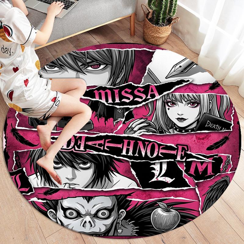 Death Note Round Area Rug Carpet Rug For Living Room Bedroom Sofa Playroom Decor Nonslip Floor Mat