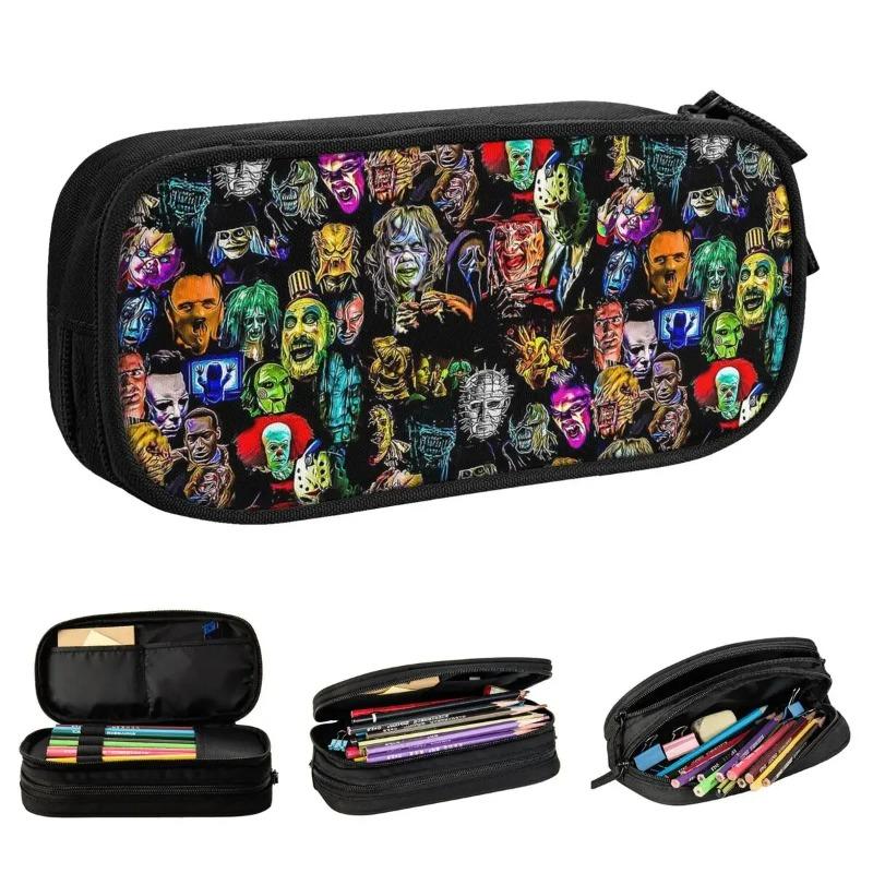 Horror Film Baddies Legends Pencil Cases Chucky Jason Pencilcases Pen Holder Kids Large Storage Bags School Gift Stationery
