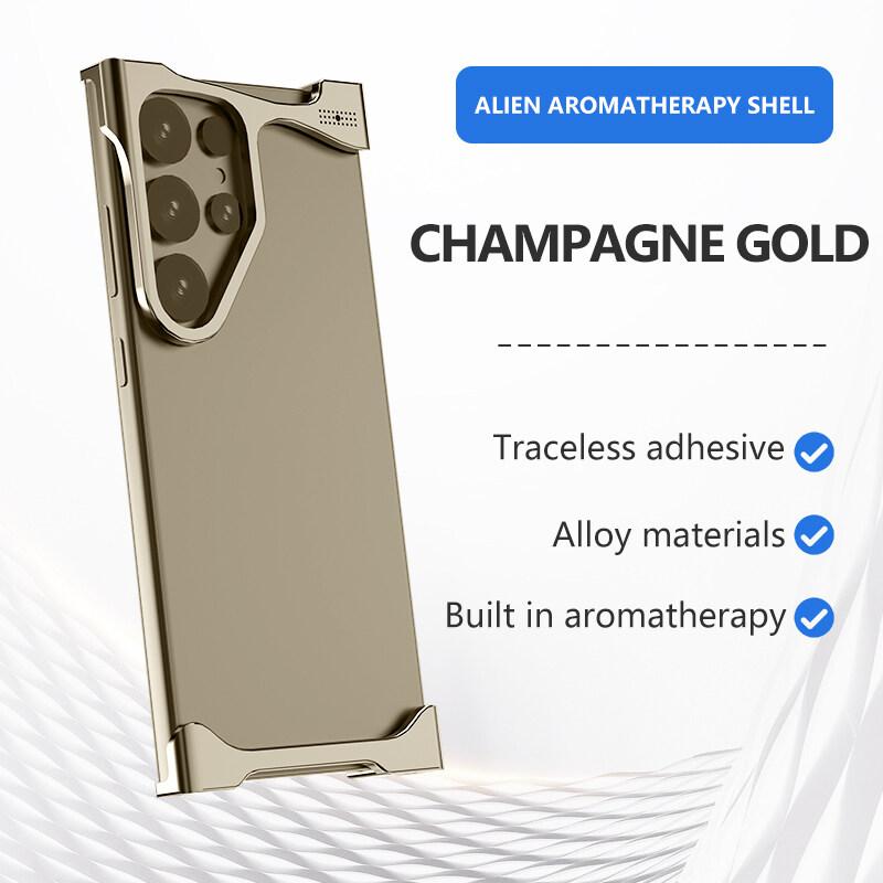 Luxury Irregular Aluminum Alloy Shockproof Case for Samsung Galaxy S25 S24 S23 S22 Ultra Plus S24+ S23+ Bumper with Aromatherapy Design