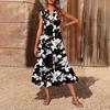 Women's Casual And Fashionable V-neck  Sleeveless Printing Mid Length Dress
