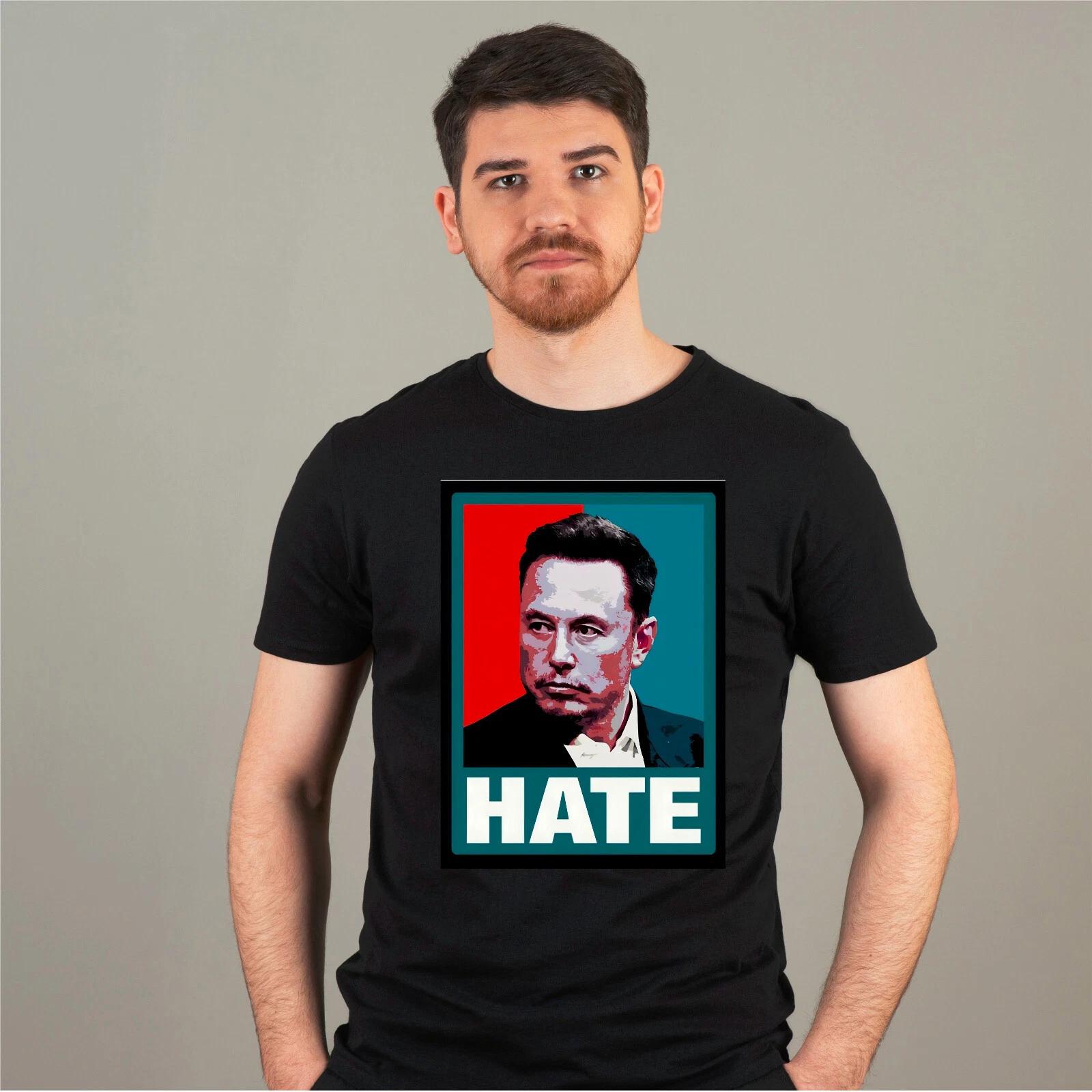 Hates Elon T-Shirt, Suit Elon On USA Flag Graphic Tee Unisex Tee Top M