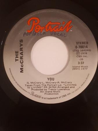 7inch Record MCCRARYS - You 670014 Portrait 1978 Canada Soul/Funk Used