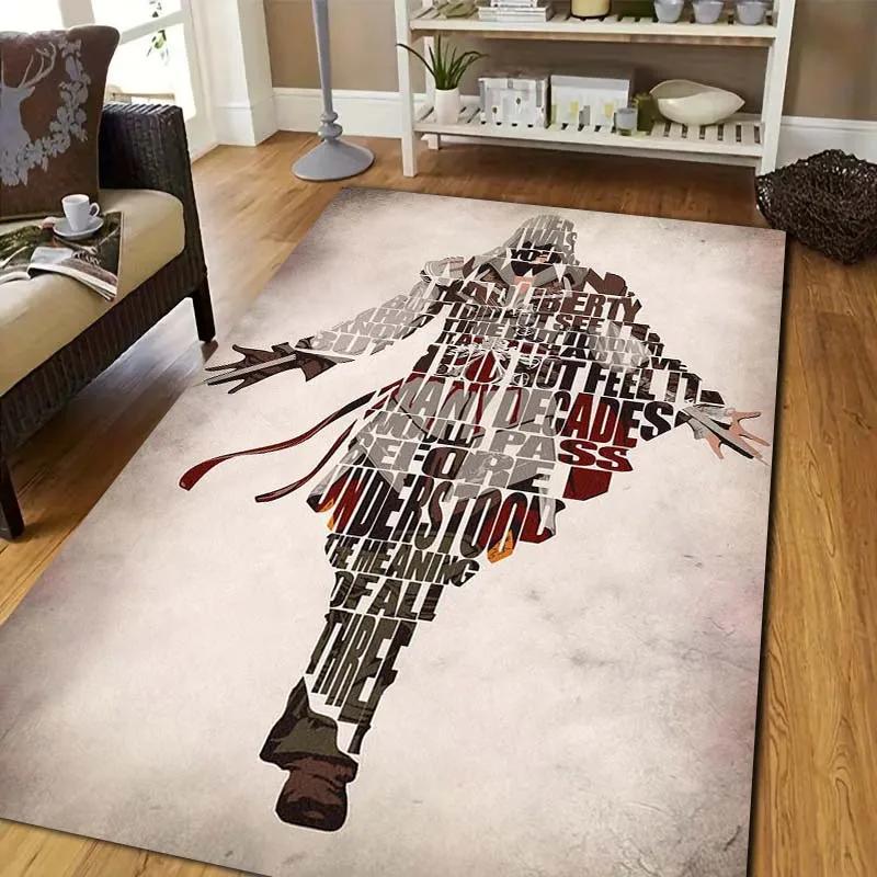 A-Assassin's Creed Logo Print Flannel Area Rug Non‑Slip Floor Mat For Couch Bedroom Living Room Indoor Home Decor carpet Gift
