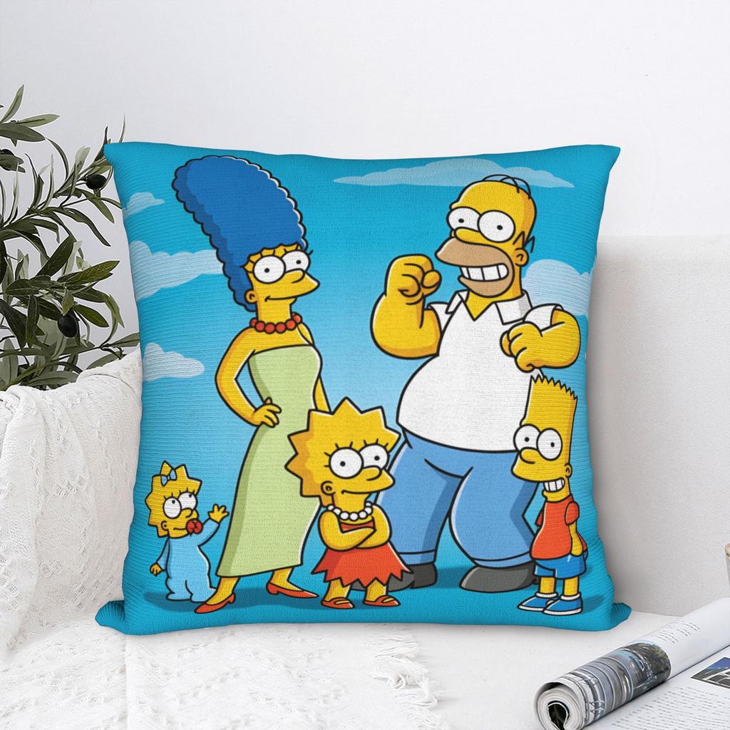 Funny Cartoon S-Simpsons Family Portrait Pillow Case Comfy Pillow Cover For Chair Sofa Home Decor Fashion Cushion Cover