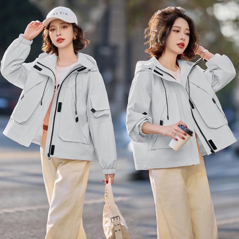 

Весна 23 Женская одежда для миниатюрных фигур Повседневная куртка с капюшоном и длинными рукавами W5807 XL (130-145 jin) светло-синий