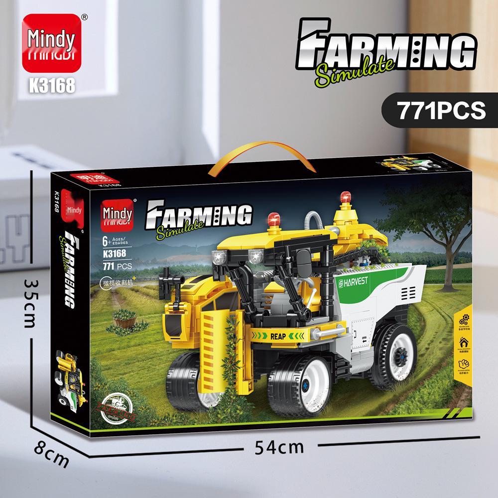 Mindi Grass Harvester for LEGO-Compatible Farmer Tractor Toy