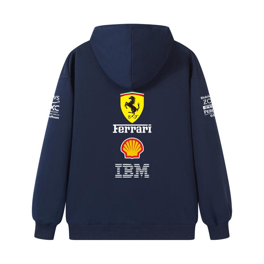 Casal Ferrari Fórmula 1 Equipe de Corrida Estampa Zíper Hoodie Solto Casual Blusão com Capuz e Zíper Moda Streetwear Pulôver