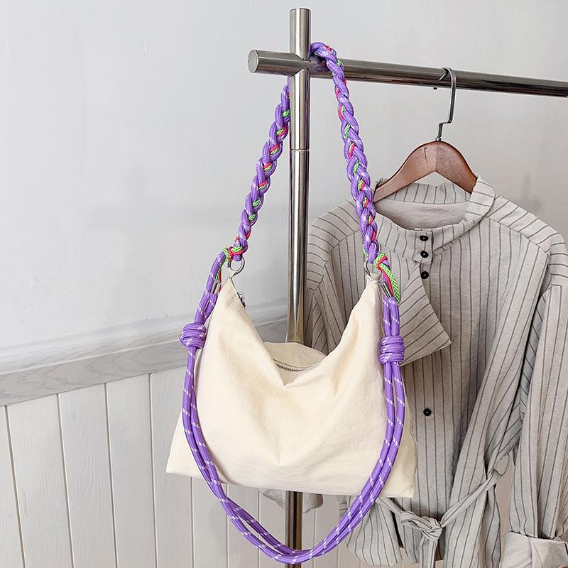 Macar Color Woven Strap Lightweight Shoulder Bag Korean Style Fashiable and Versatile Crossbody Bags for Women Commuting Bag