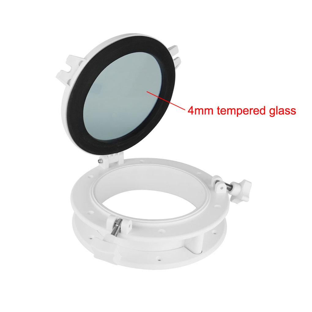 ABS Round Boat Porthole Fishing Boats Kayak Port Hole Anti-Rust 4mm Tempered Glass Waterproof Pre-drilled Opening Portlight