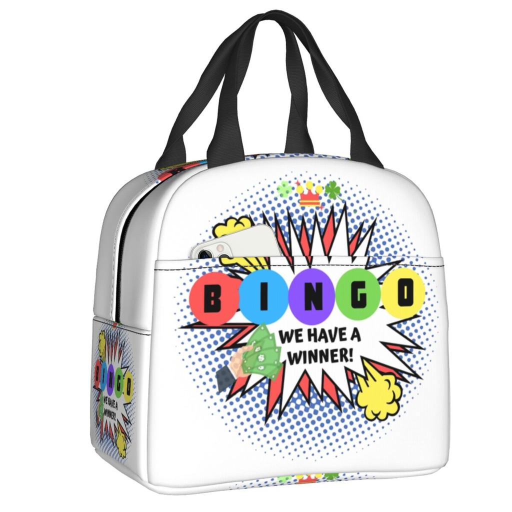 Bolsa de almuerzo térmica aislada personalizada para amantes del juego Bingo Queen, contenedor de almuerzo reutilizable para mujer, caja de alimentos multifunción para picnic al aire libre