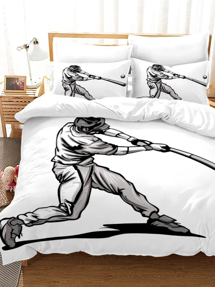 Baseball Sport Bettwäsche Set Bettbezug Kissenbezug 100% Polyester 3D Bettdecke Digitaldruck Steppdecke Bezug King Size für Jungen