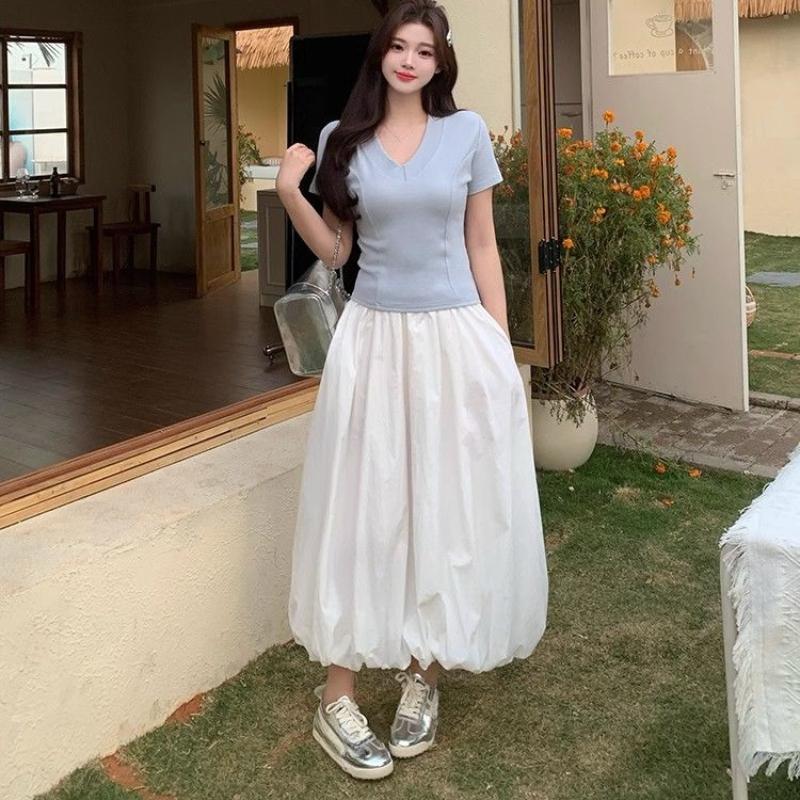 Women's Designer Chiffon High-Waist A-Line Bloom Puffy Skirt - Korean Retro Style for Summer - Versatile Slim-Fit Elegant Look