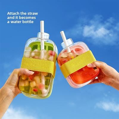 Cool Ice Cube Travel Cup Portable Straw Water Cup, Summer Homemade Water Filling Press Ice Cube Mold