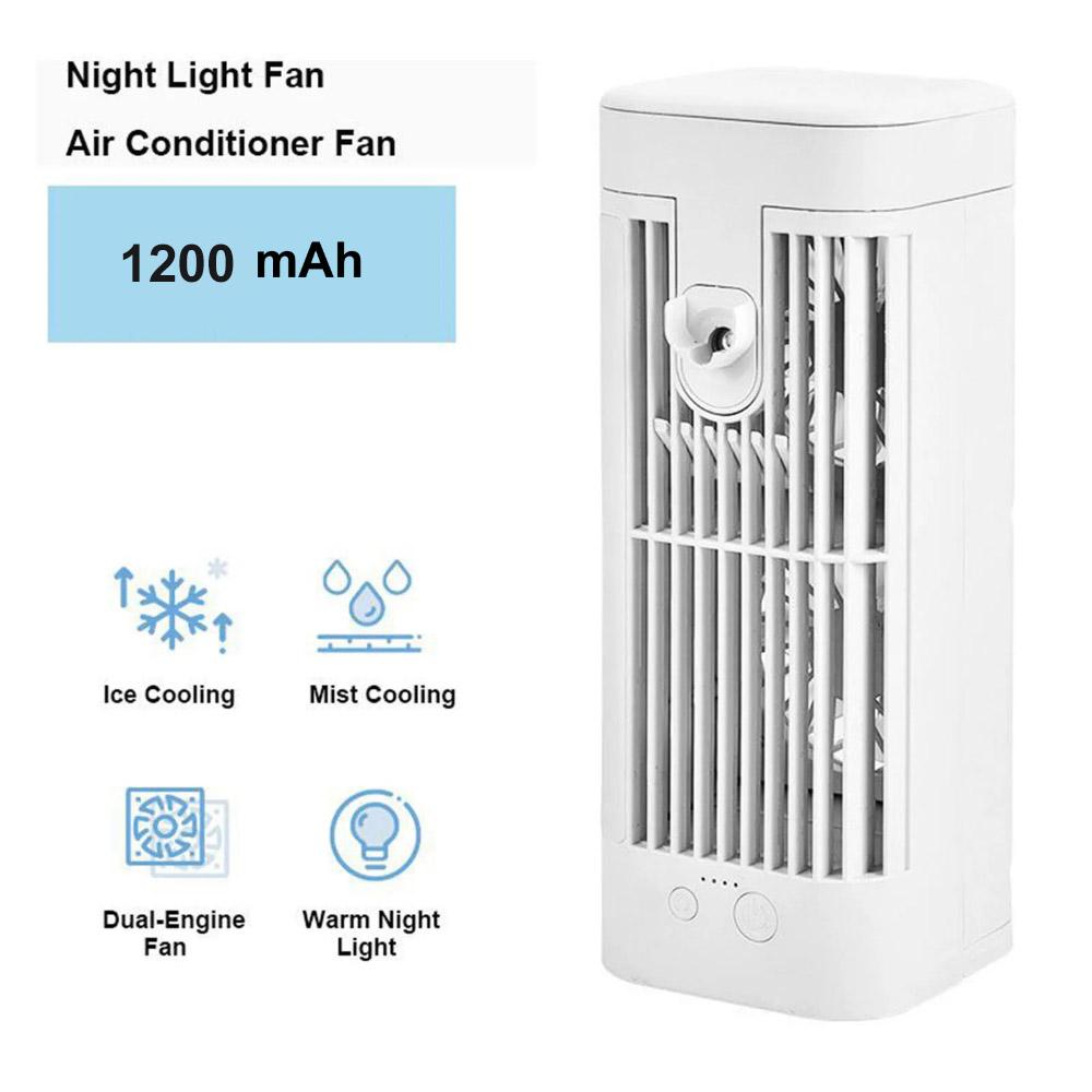 

Портативный USB вентилятор-охладитель воздуха с подсветкой Настольный распылитель-кондиционер Увлажнитель воздуха для комнаты 3600 мАч Долгое время работы для студента