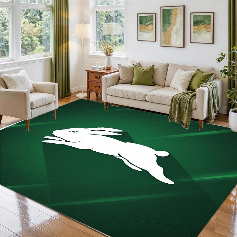 South Sydney Rabbitohs Design Crystal Velvet Rug Soft Decorative Mat for Bedroom Entrance