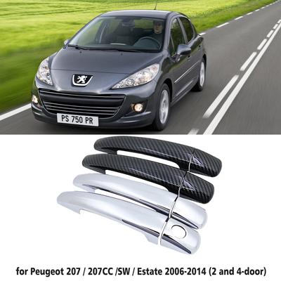 For Peugeot 207 207SW SW CC 2006~2014 07 Black Carbon Fiber Car Handle Or ABS Chrome Door Handles Cover Accessories Cap Styling