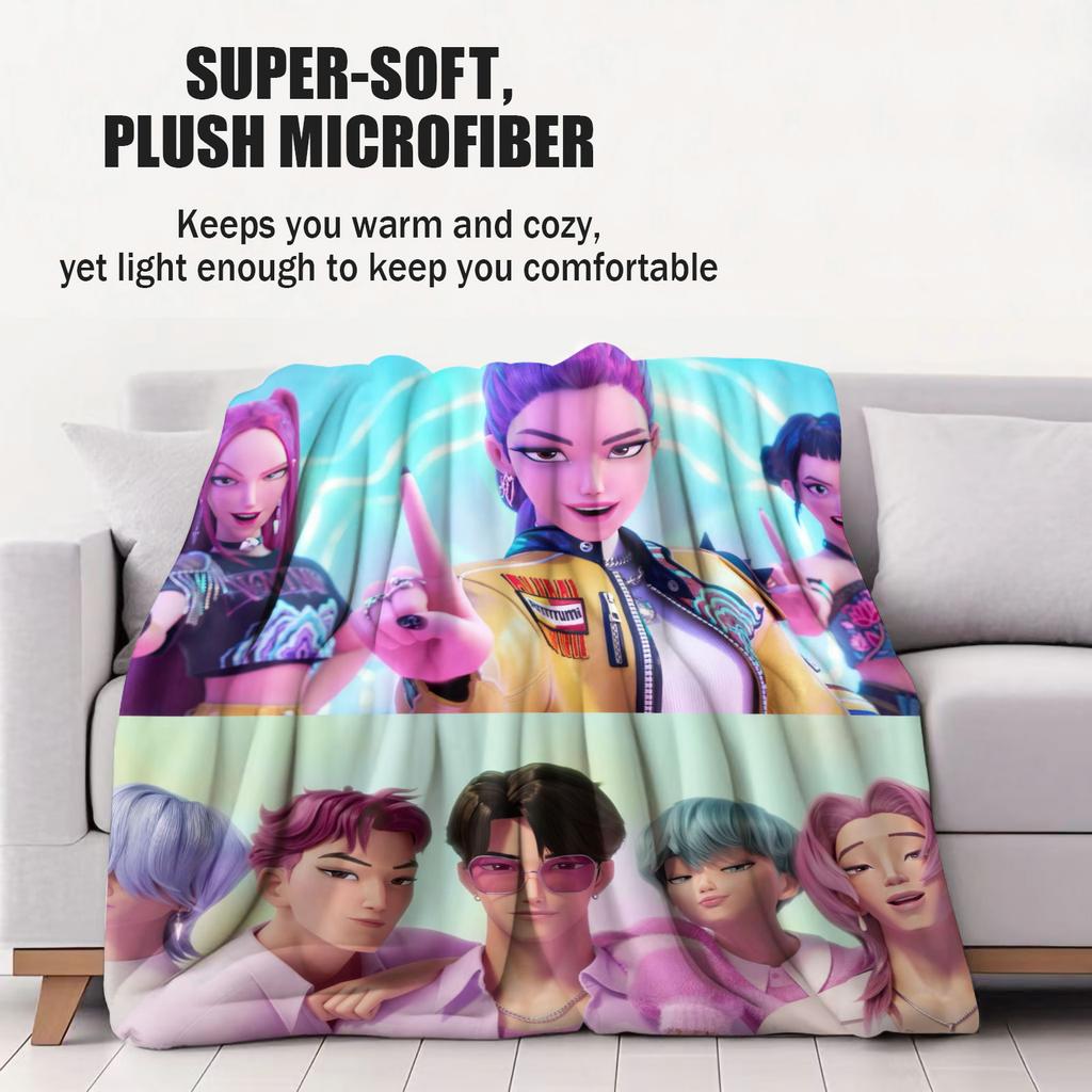K Pop Demon Hunters Warmth Flannel Blanket Cover Soft Multifunctional Decorative Blanket Universal Blankets Holiday Gifts