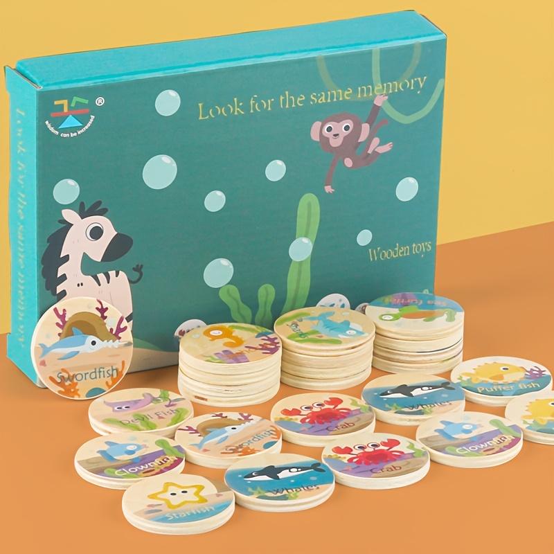 Wooden Dinosaur Match Memory Game for Kids Animal Memory Matching Cards Early Educational Toy for Pre-Kindergarten Kids Gifts