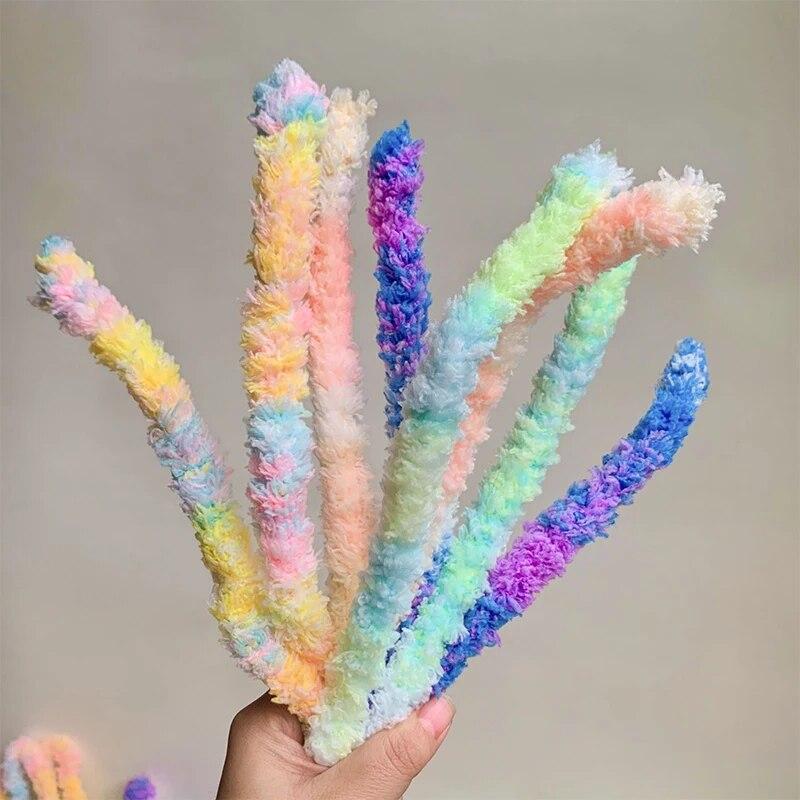 New Plush Wool Iron Wire Thread Twist Rope Ribbon Bar Strip Stick String Multicolor Felt Fabric DIY Sewing Accessories Kids Toy